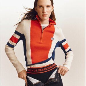 NWT J.Crew Retail XS U.S. Ski & Snowboard by J.Crew graphic quarter-zip sweater